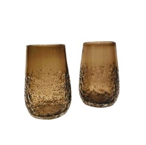 Set of 2 Vintage Amber Glasses